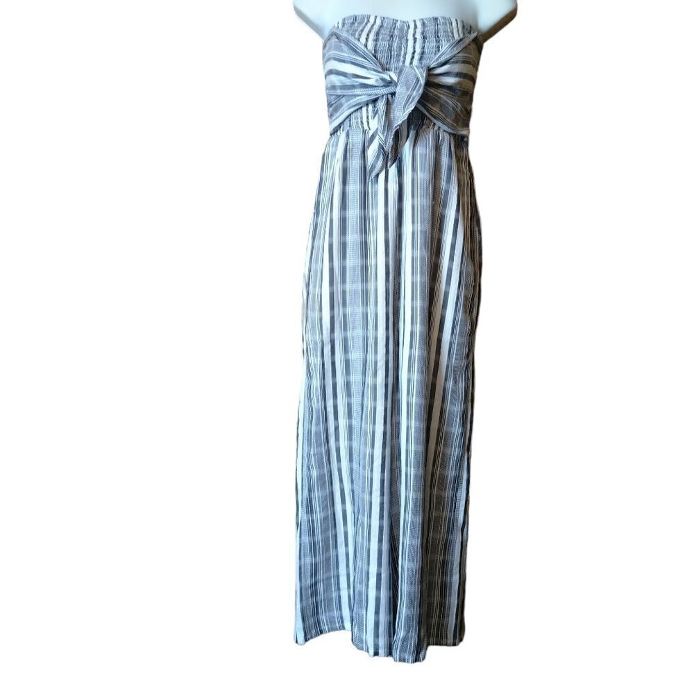L*Space RiRi Striped Wide Leg Strapless Smocked Tie Jumpsuit Size Small
